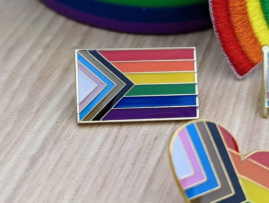 Pride Progress Flag Enamel Pin One Inch Rectangle