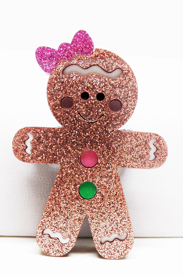 Clearance Adorable Acrylic Gingerbread Girl Brooch Limited Edition
