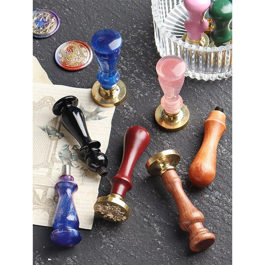 Wax Seal Accessory Handle Retro Metal Peacock Macaron Roman Column Poke Wooden