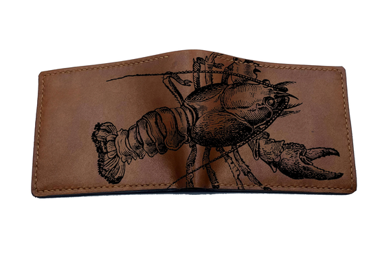 Lobster Genuine Leather Wallet, Seafood Lover Unique Wallet, Personalized Men Gift, Handmade Wallet, Customized Boyfriend Gifts, Ocean Animal