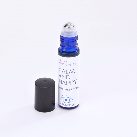 Calm & Happy Essential Oil Roller, Uplifting & Relaxing Blend, Lavender Lemongrass To Invigorate Inspire, Simple Beginner Mix