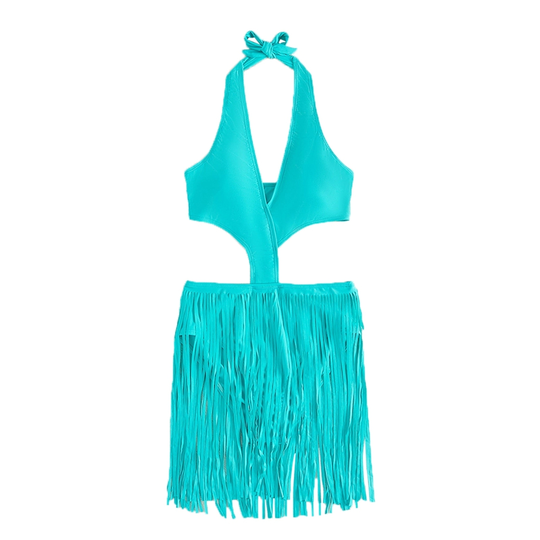 Women Swimsuit Eye-catching Backless Blend Fabric Open Back Sexy Bikini Jumpsuit Bathing Suit for Girl - green, xl