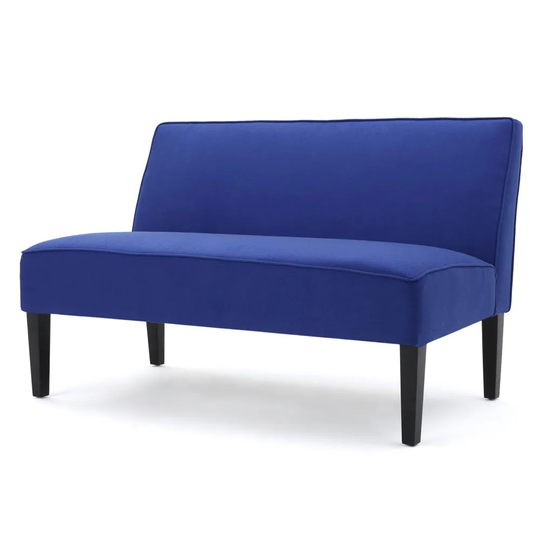 Best Selling Home Decor Deon Modern Royal Blue and Matte Black Polyester/Blend Loveseat | 299847