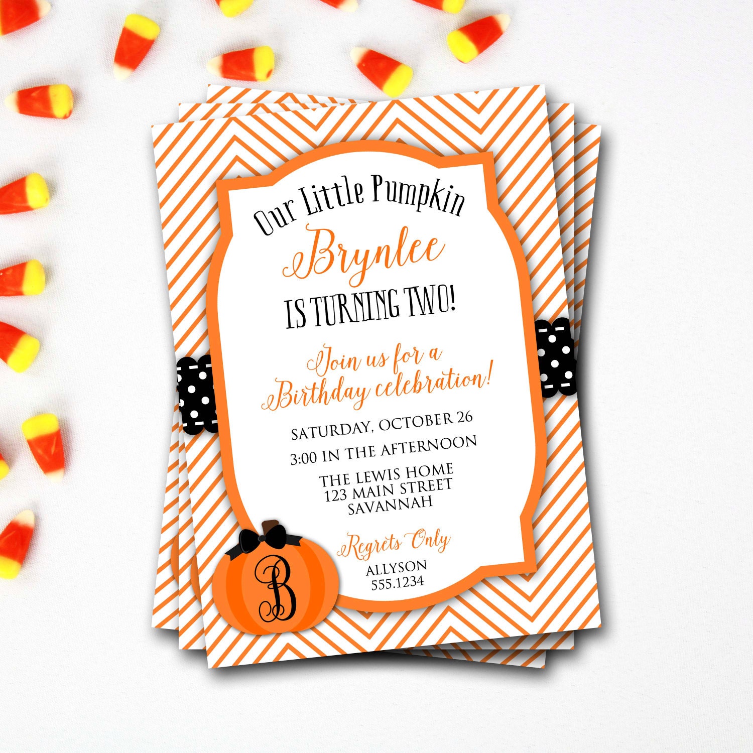 Pumpkin Birthday Invitation, Fall Patch, Halloween Our Little