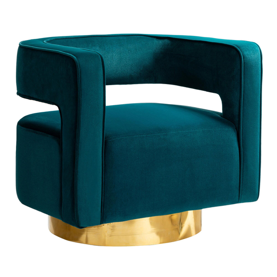 Velvet Barrel Henderson Upholstered Swivel Chair: Blue by World Market