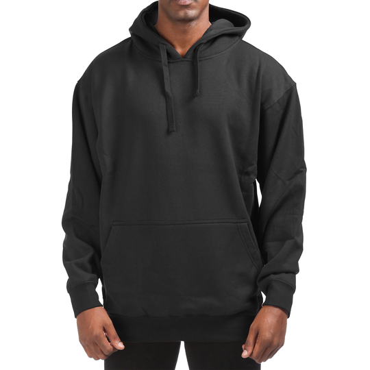 Men's Cotton-Blend Fleece Pullover Hoodie with Pocket (Big & Tall Sizes Available) - Black, Small