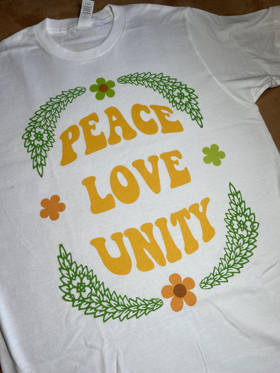 Peace Love Unity T Shirt Good Vibes