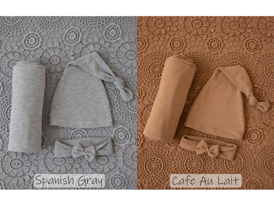 Newborn Lace Print Backdrop Stretch Wrinkle Free Wrap Pillow Hat Bow Set, Posing Fabric, Layer Wrap, Baby Photography Props