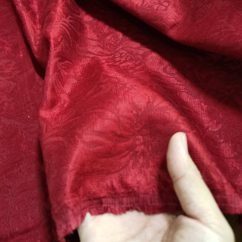 Bordeaux Red Silk Wool Cotton Blend Fabric, Pure Color Mulberry Crown Le Crepe, Chemise Dress By The Yard Meter, A32