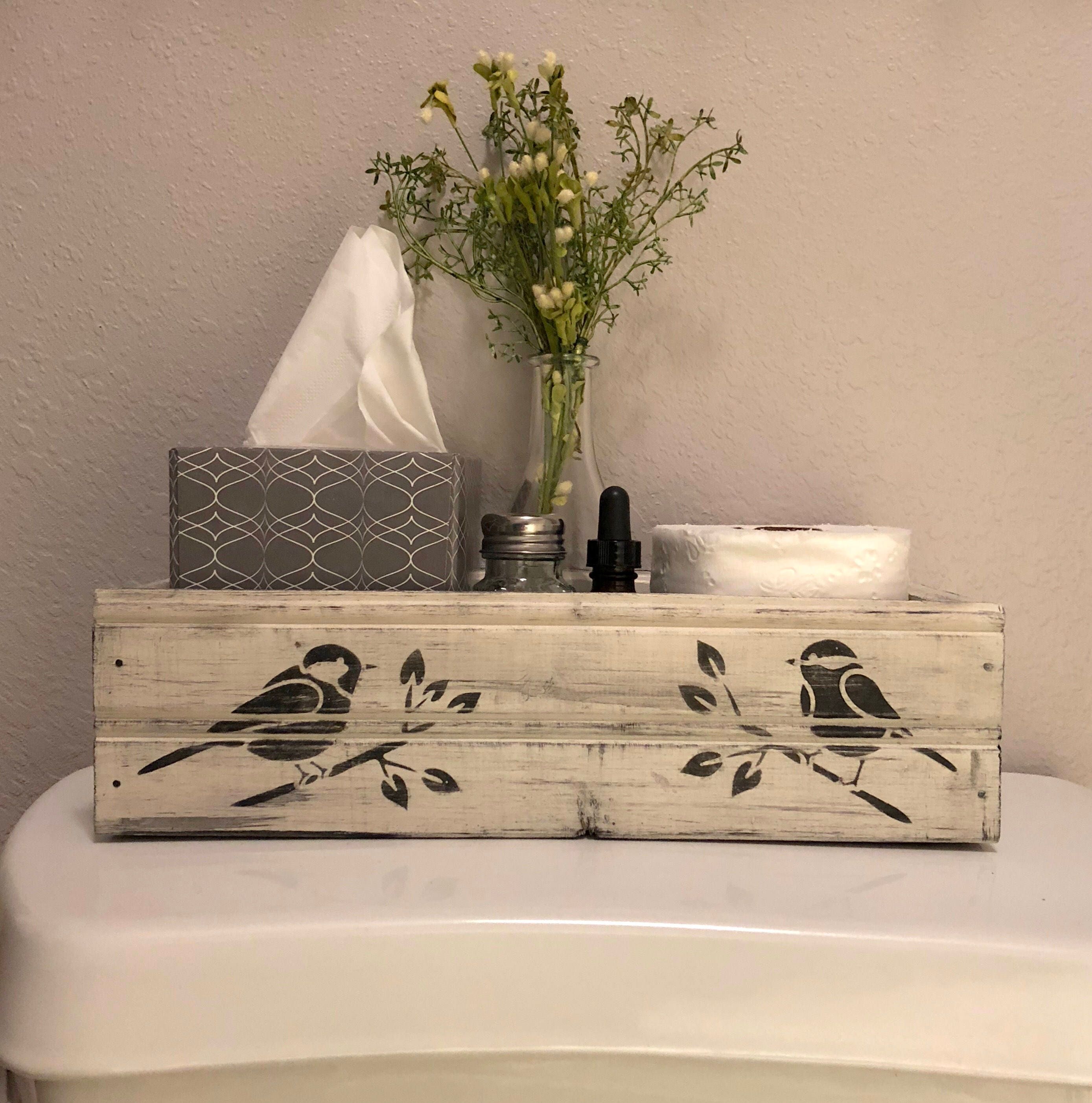 Garden Planter Flower Box, Kitchen Storage, Farmhouse Style Bathroom, Back Of Toilet Wood Storage Mason Jar Crate, Rustic Birds Decor