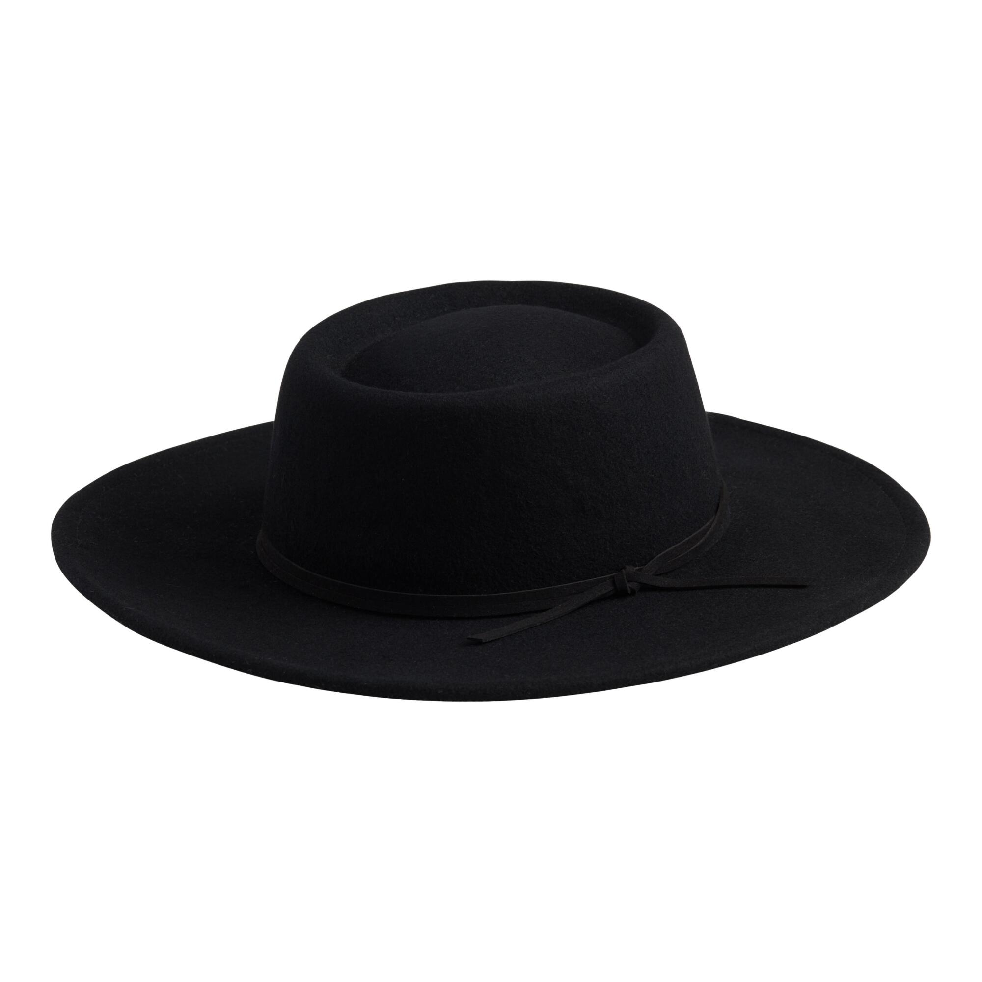 Black Wool Molded Flat Top Hat by World Market
