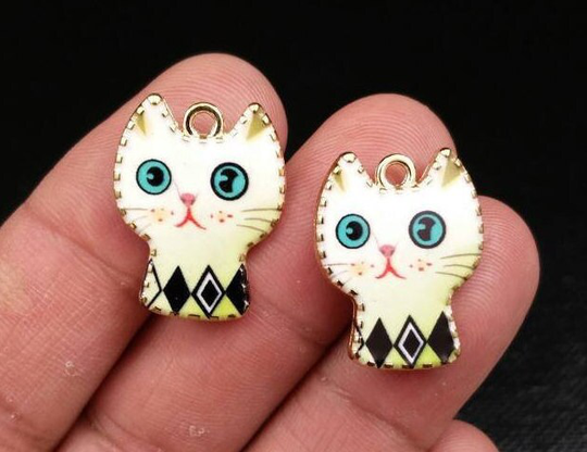 Cat Charms Animal Cute Kitten Pet Lover's Pendants Earrings Bracelets Anklets Hats Yoga Mala Leather Necklace Bohemian Jewelry Findings Gift
