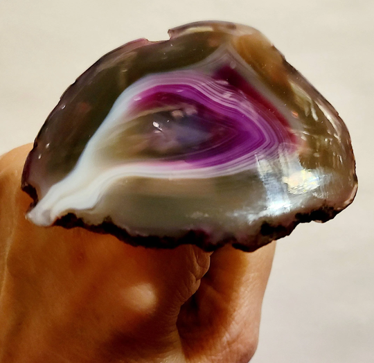 Purple Agate Hand Ring, Massive Gemstone Adjustable Finger Candy, Womens Cocktail Jewelry, Mens Band, Rocker Chic Style Jewellery Accessory