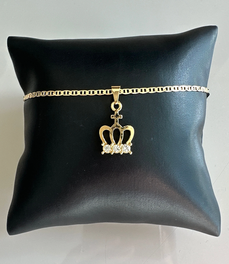 Dainty Crown Necklace, Gold Small Tiara Queen Princess King Necklace