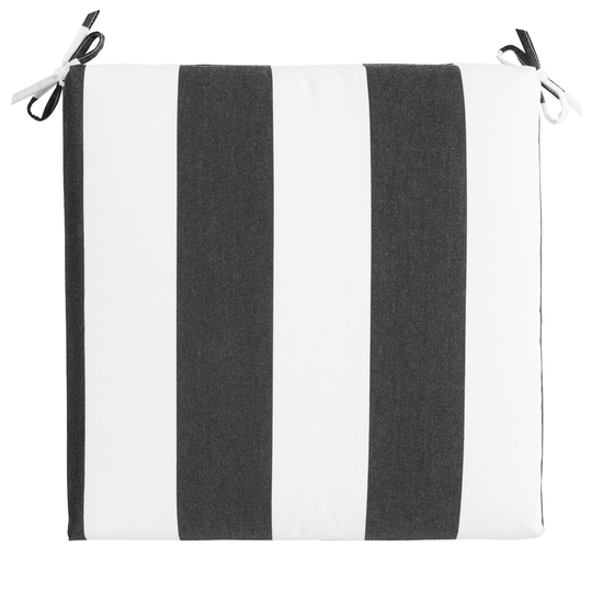 Sunbrella Cabana Stripe Outdoor Patio Chair Cushion: Black - Acrylic by World Market