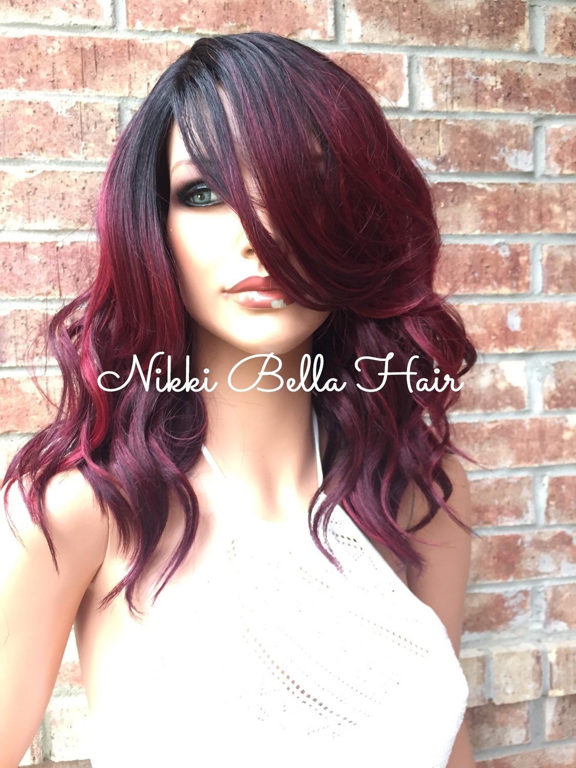Beach Waves Human Hair Blend Multi Parting Front Lace Wig 10 - Janet