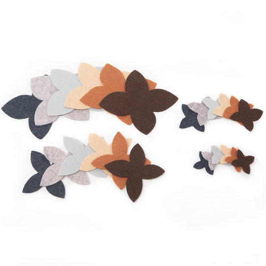 48 Bella Wool Blend Felt Die Cut Applique Flowers - Neutral Colors