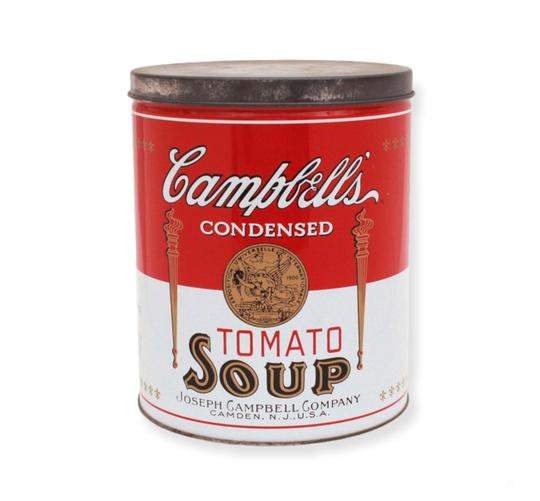 7.25" Pop Art Campbell's Tomato Soup Storage Tin Andy Warhol Style, Large Advertising