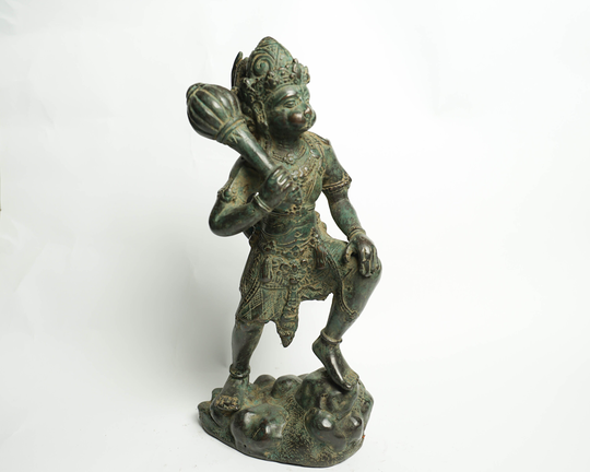 Lord Hanuman Bronze Statue 12 Inch/ 30 cm, Bajrangbali Idol Ram Bhakt Hanuman, Hindu God Of Strength & Power, Cooper