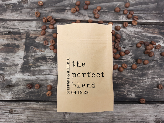 The Perfect Blend Coffee Wedding Favor Bag Bridal Shower Craft Bags Resealable Pouch Personalized