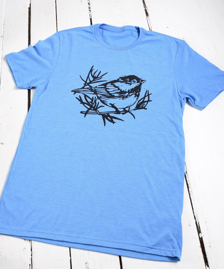 Womens Chickadee T Shirt - Organic Bird Print Tee Tri-Blend Women's T-Shirts Crewneck Soft Songbird