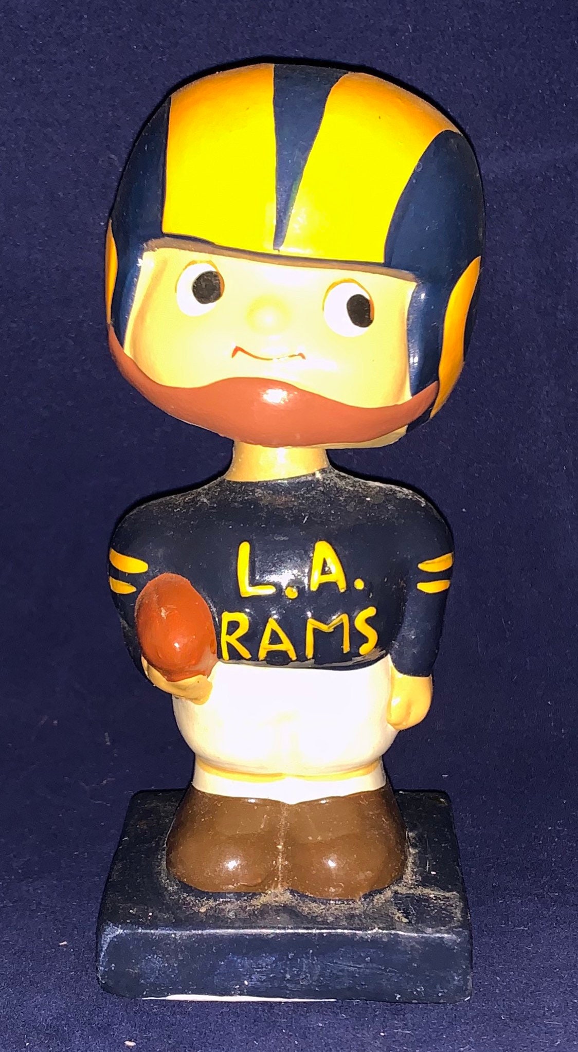 Mint 1961 To 1963 Los Angeles Rams Square Base Football Nodder - Antique La Nfl Bobblehead Bobbing Head