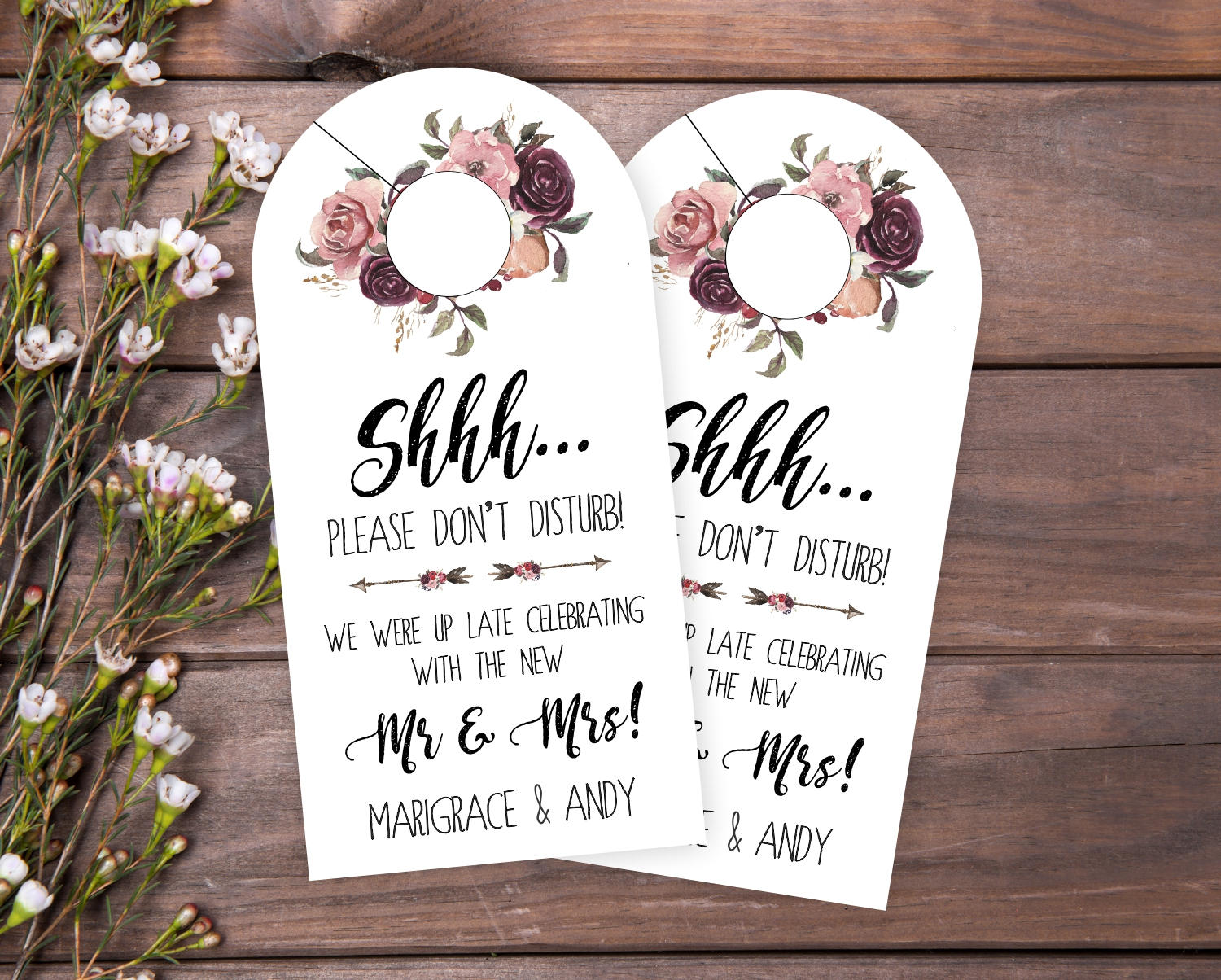 Wedding Door Hangers - Bohemian Garden Hotel Box Favor Favors #dhri-292