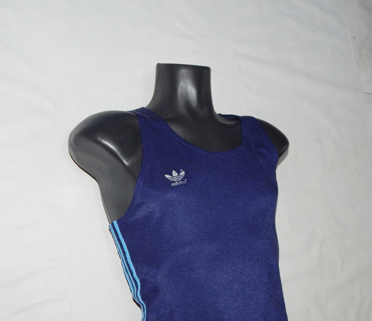 Adidas Vintage 70S Trefoil W.germany Men's Running Shiny Vest Jersey .size D7, L . Blue/Light Blue