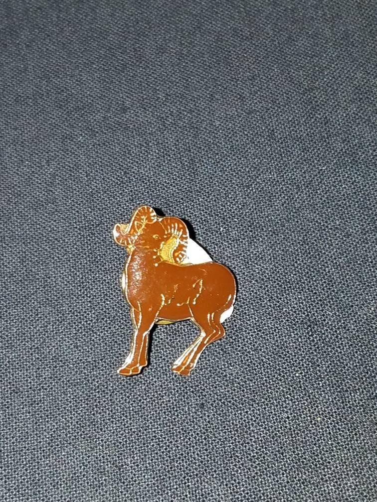 Vintage 80S Deadstock Enamel Pinback Lapel Hat Pin Ram