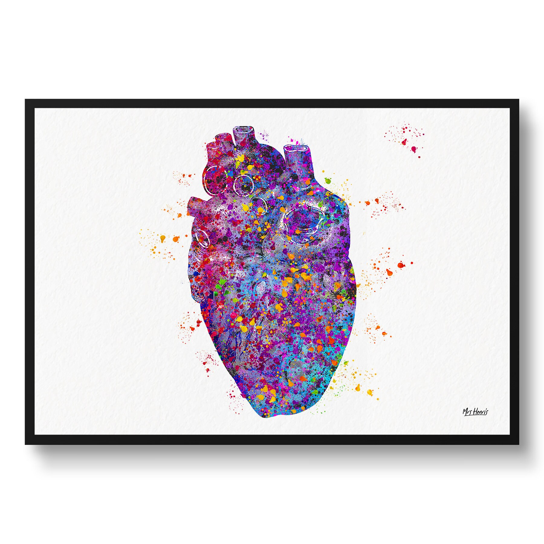 Heart Anatomy Watercolour Print Cardiologist Medical Nurse Doctor Office Clinic Wall Art For Waiting Rooms - Cardiology Heart Surgeons Gift