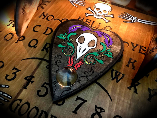 Engraved Wooden Planchette For Ouija Board "Raven Skull" Esotericism Paganism Pagan Witch Witchcraft Wicca Ouijaboard Ouijaplanchette Crow
