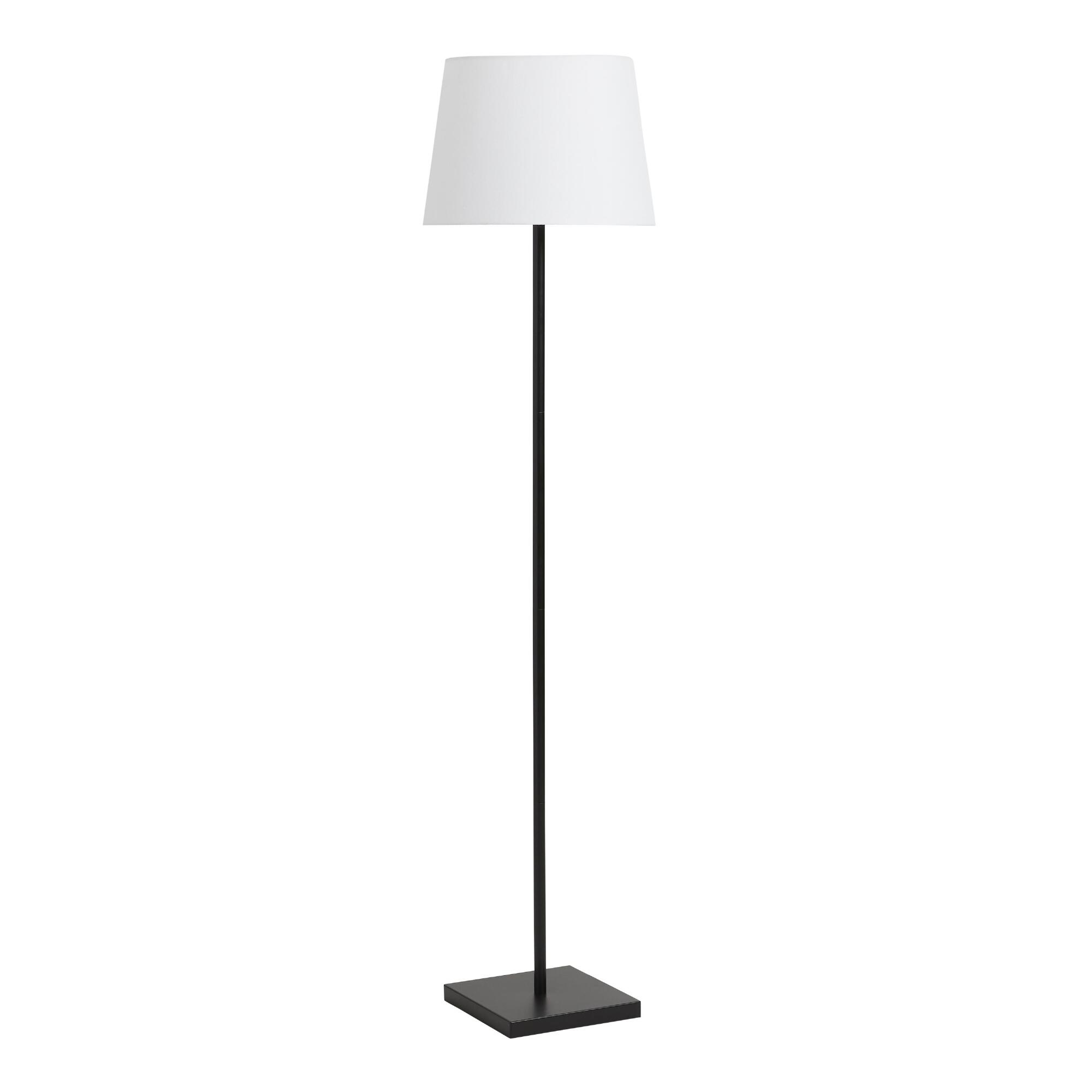 Rustic Black Metal Manvi Floor Lamp with Shade: White by World Market