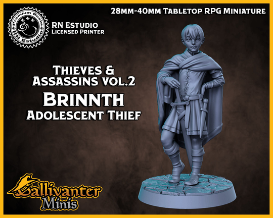 Brinnth The Adolecent Thief | Rn Estudio Thieves & Assassins Vol. 2 28mm 32mm 36mm 40mm Dnd Resin Tabletop Rpg Gaming Mini Figurine