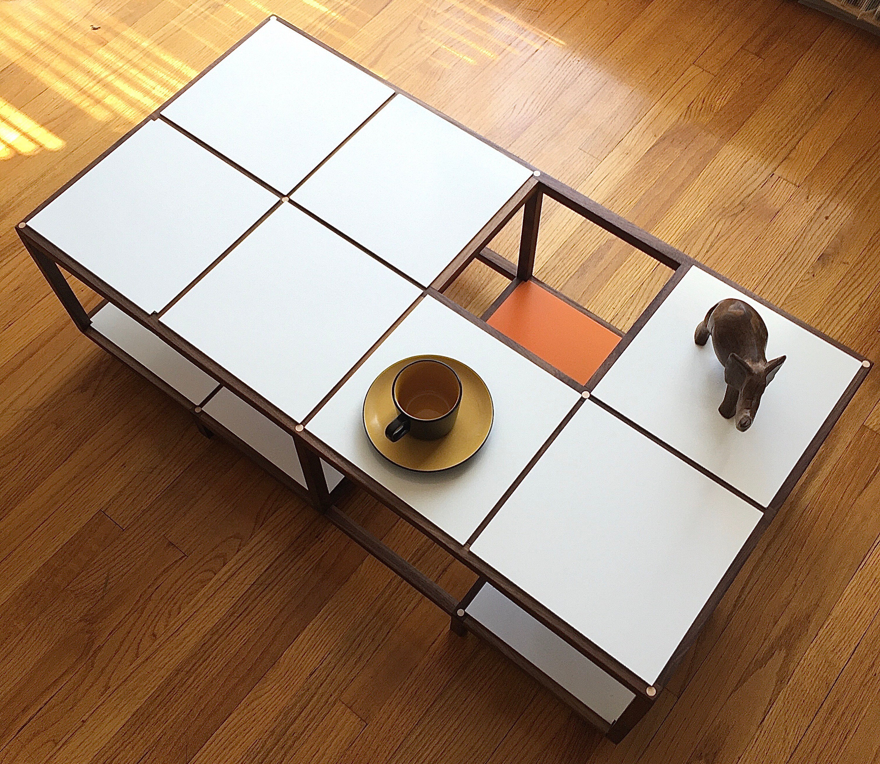 Ramme - Mid Century Style Coffee Table in Walnut & White 4 X 2