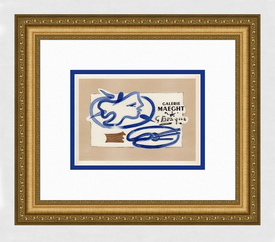 Framed Georges Braque Antique Exhibition Poster "G. Braque Exhibit" Signed Coa