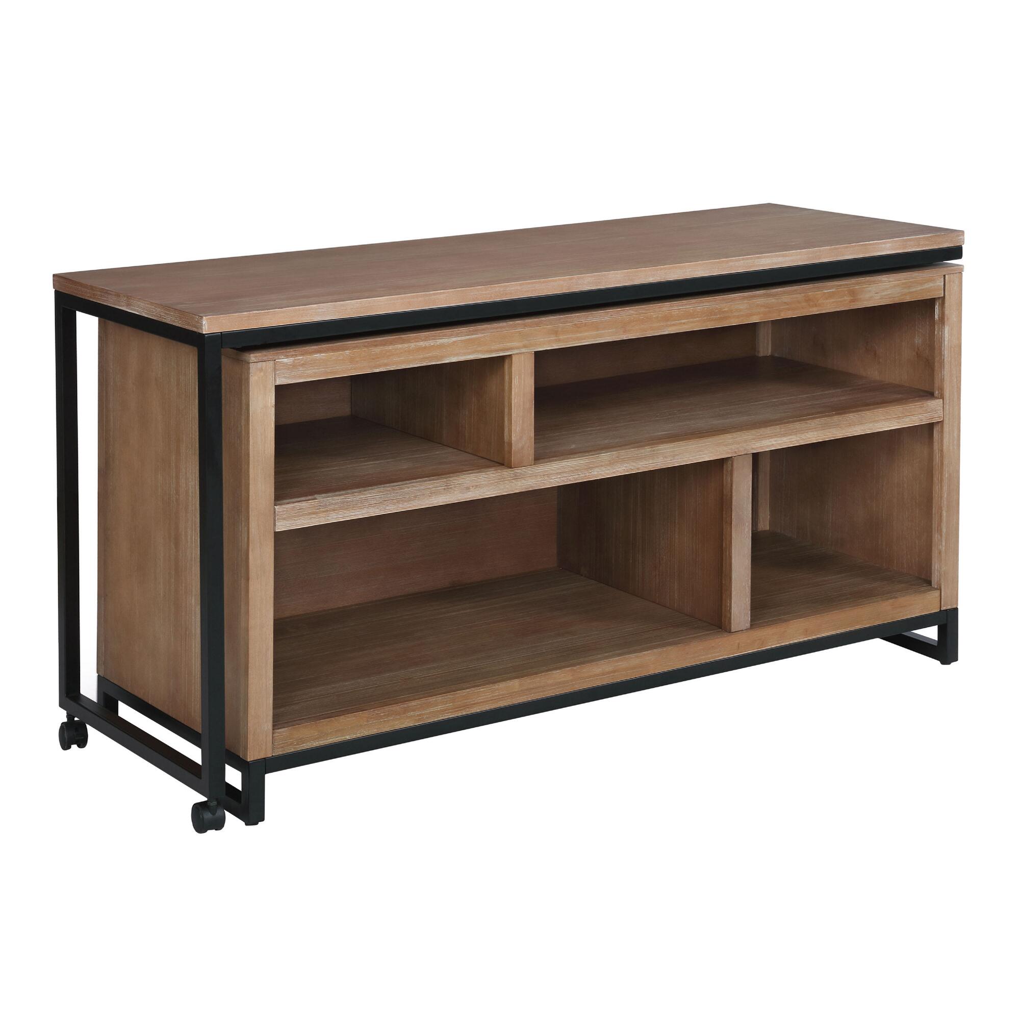 Metal and Wood Weldon Swivel Desk with Storage by World Market