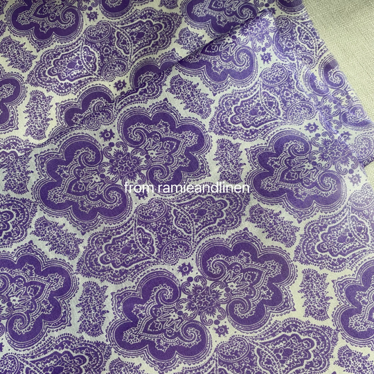 Silk Fabric, Vintage Style Lace Pattern Print, Silk Cotton Blend Half Yard By 53" Wide
