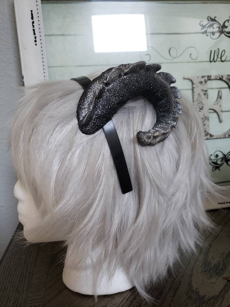 New Arrival Small Snap Dragon Curled Ram Horns Horned Headband 3D Printed Cosplay Comicon Fantasy Fursuit Wow Curly Black Sheep