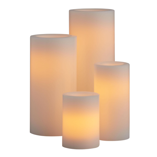 Ivory All Weather Outdoor Patio Flameless LED Pillar Candle: White - Wax by World Market