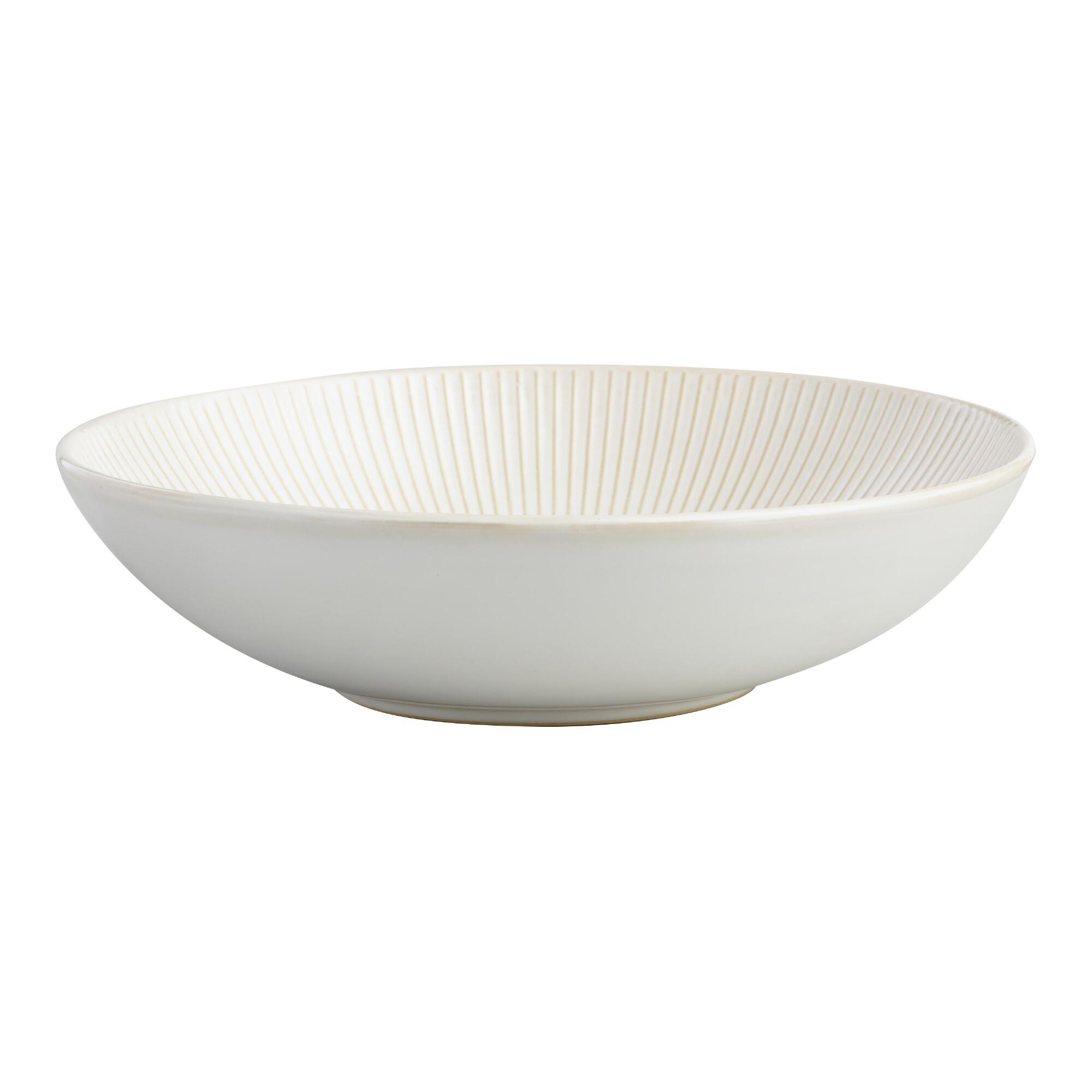White Textured Ceramic Avery Serving Bowl - Stoneware by World Market