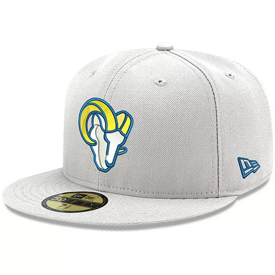 Men's New Era White Los Angeles Rams Omaha Ram Head 59FIFTY Fitted Hat, Size: 7 1/4, LAR White