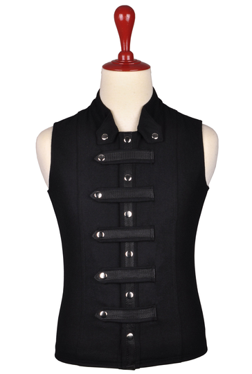Black Wool Custom Size Steampunk Sleeveless Shirt/Gothic Vest