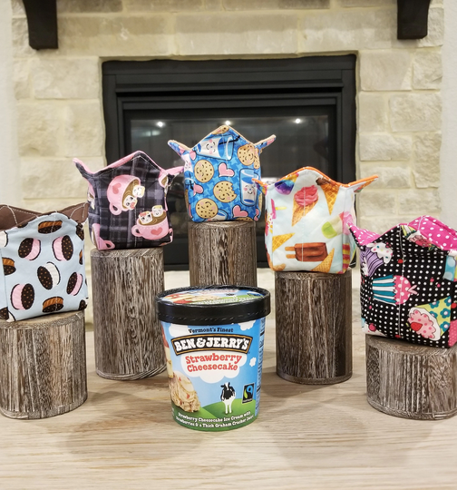 Pint Size Ice-Cream Cozy. Microwavable Oatmeal Cup Cozy/Noodle Soup