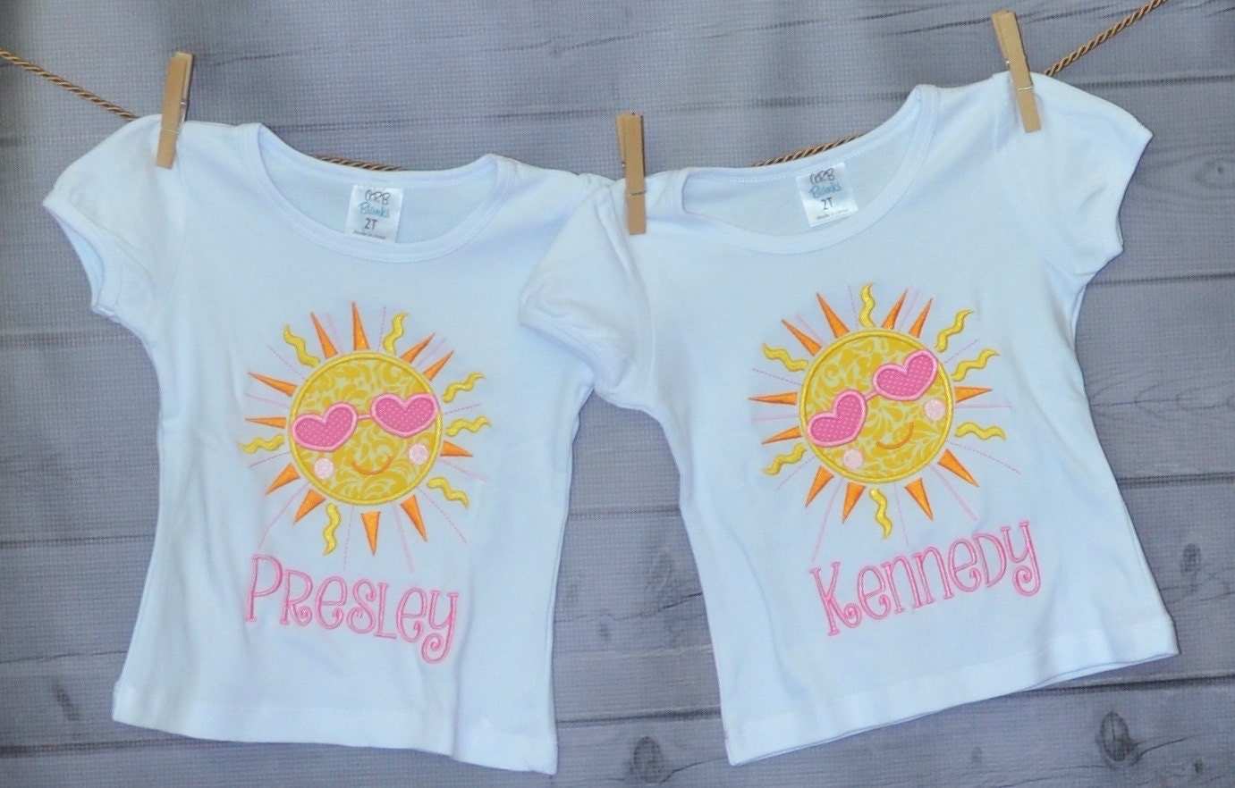 Personalized Sunshine With Sun Glasses Applique Shirt Or Bodysuit Girl Boy