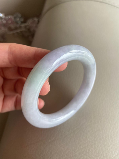 Jade Bangle 53.7mm | 2.11", Round Shape, Light Green & Lavender, Jadeite Bracelet, Certified Grade A Type Jade, Burmese Gemstones, Antique