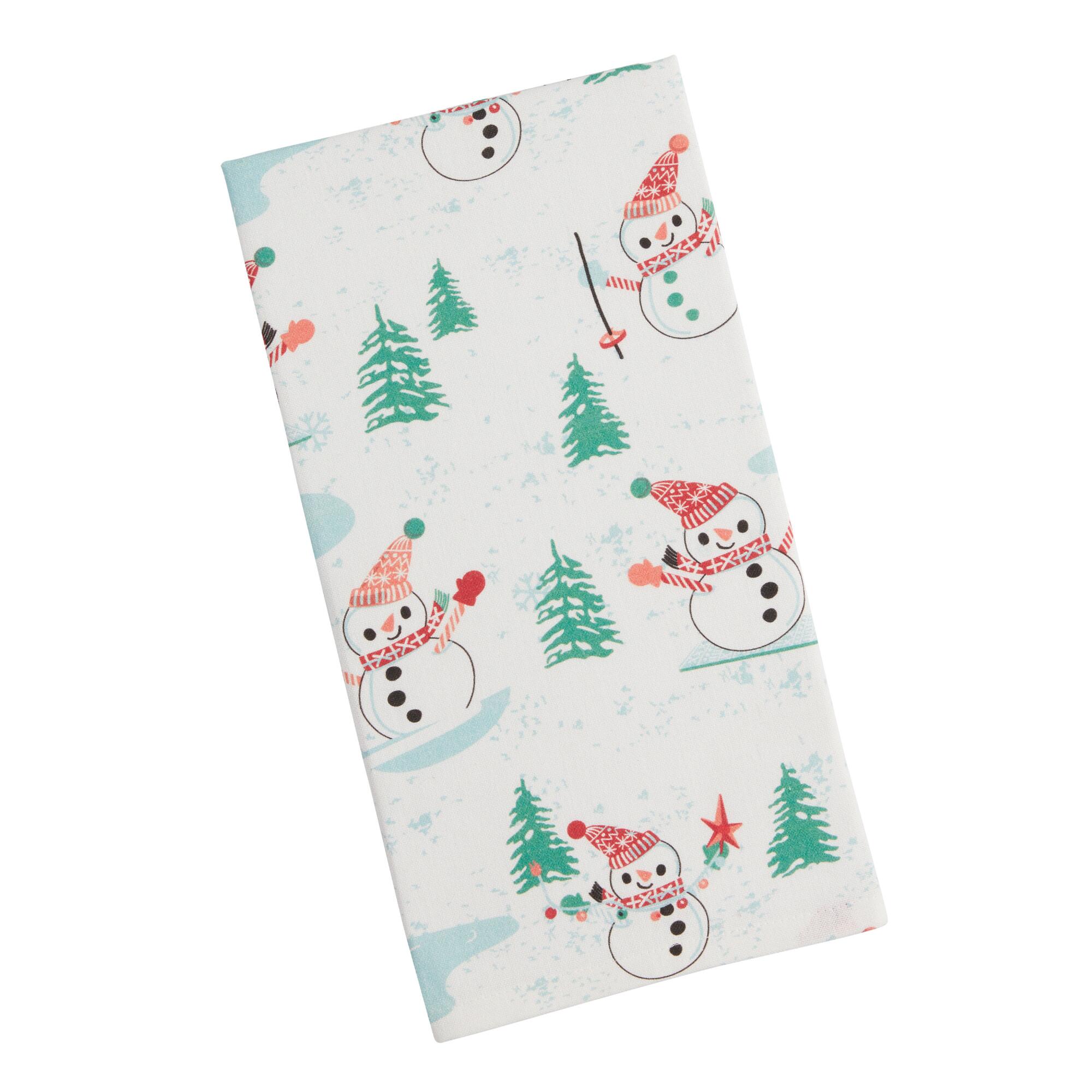 Skiing Snowman Kitchen Towel - Cotton by World Market