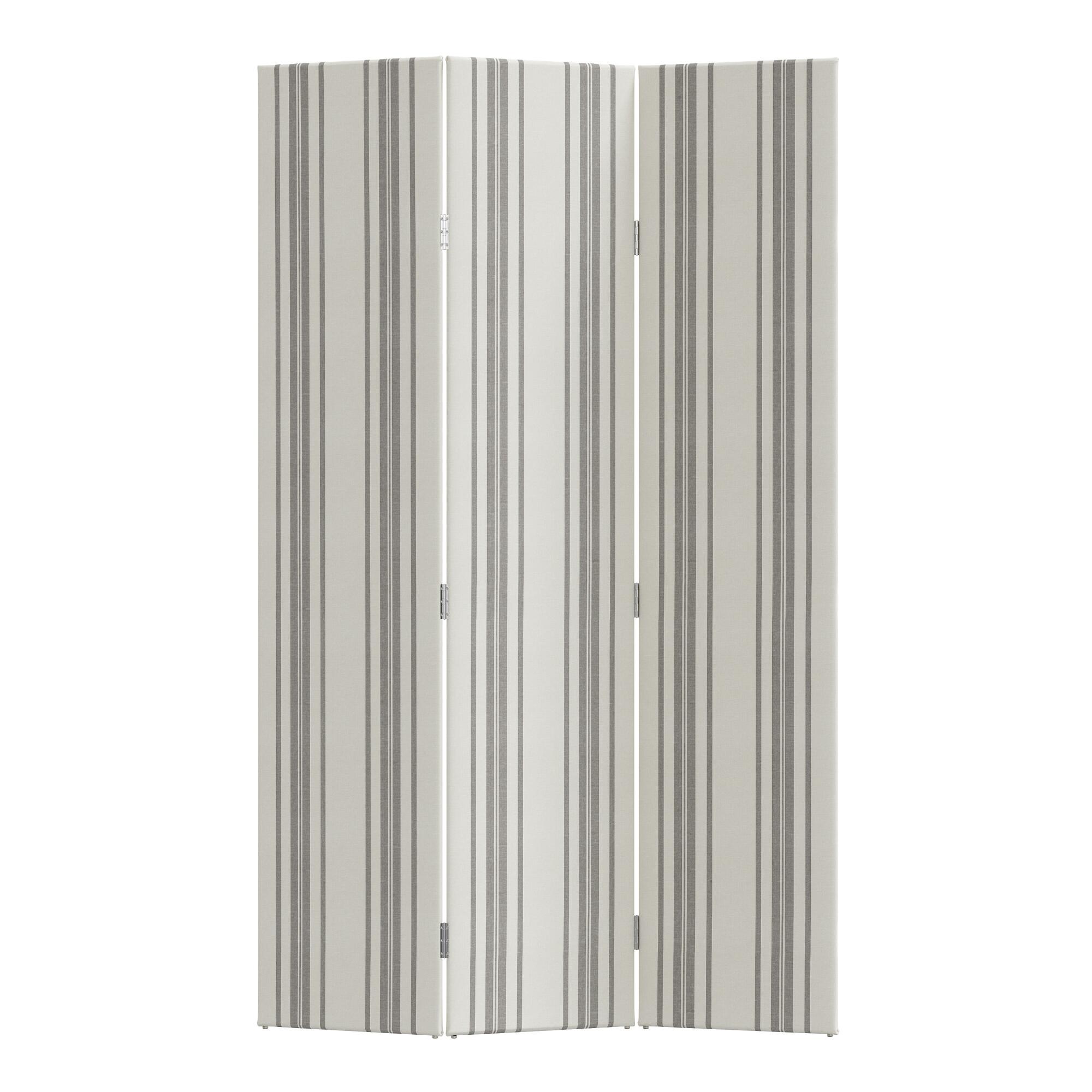 Philip Stripe 3 Panel Laurel Upholstered Folding Screen: Natural by World Market