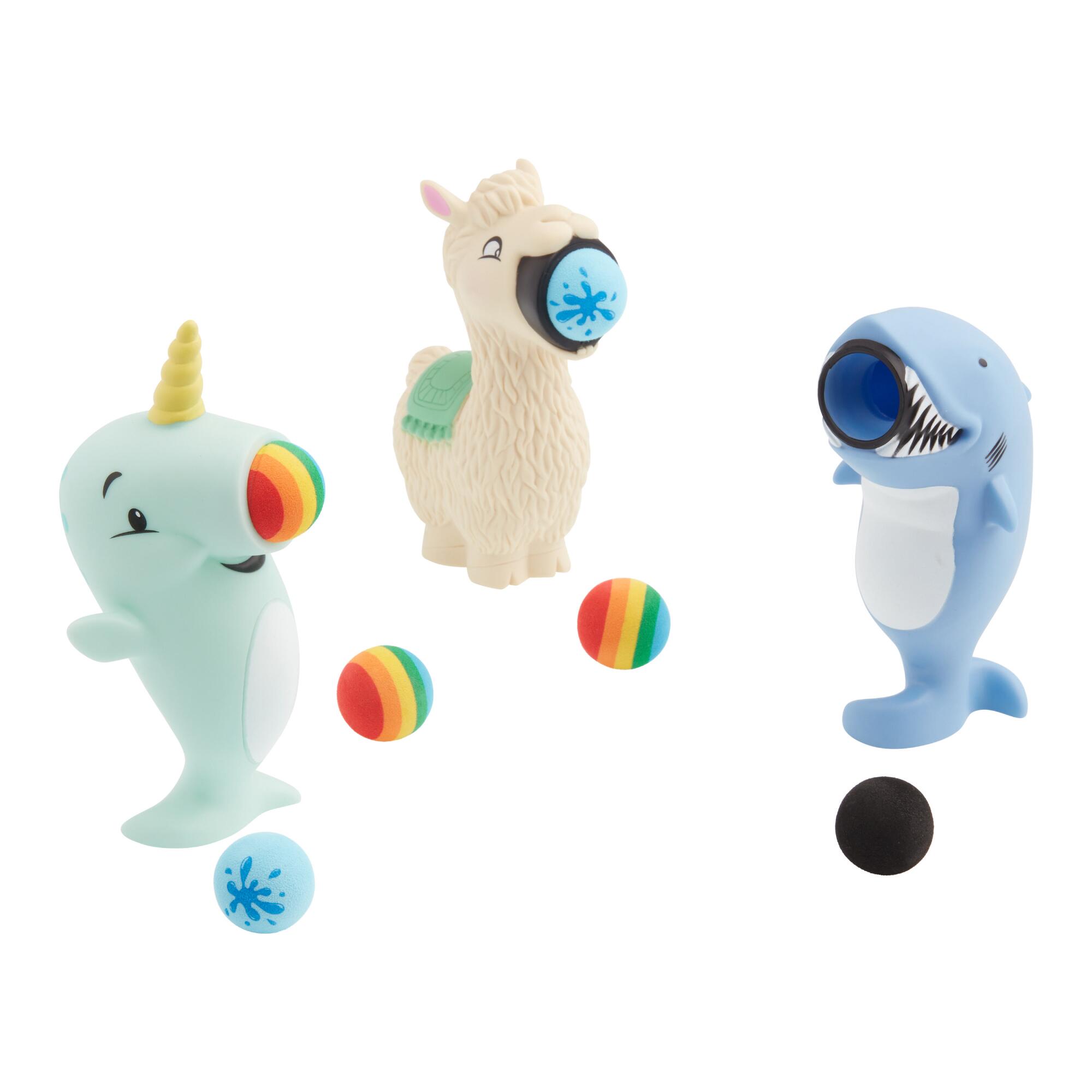 Llama, Shark and Narwhal Toy Poppers Set of 3 by World Market