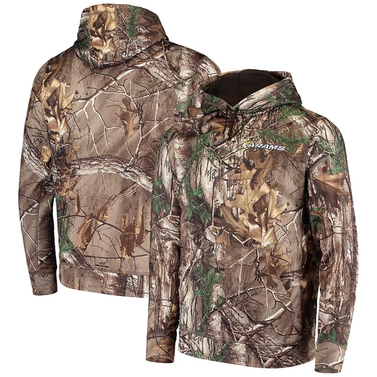 Men's Dunbrooke Realtree Camo Los Angeles Rams Circle Champion Tech Fleece Pullover Hoodie, Size: Medium, LAR Green