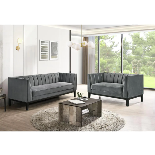 Picket House Furnishings Calabasas Modern Polyester/Polyester Blend Light Grey Living Room Set in Gray | UCI36842PC